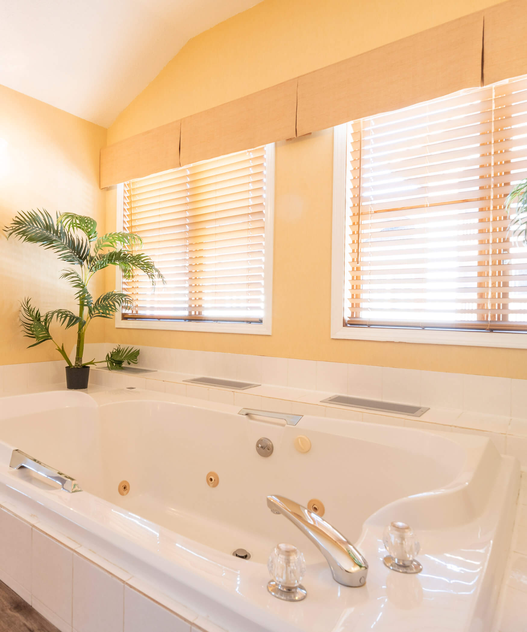 Jetted tub in the bathroom